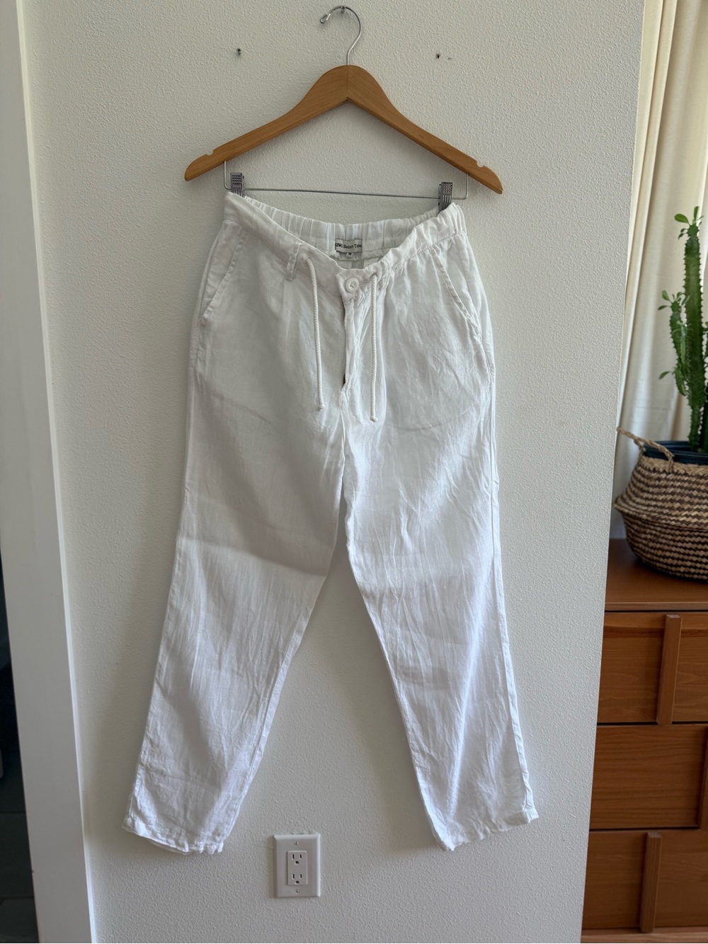 Kiwi St. Tropez White Drawstring 100% Linen Pants